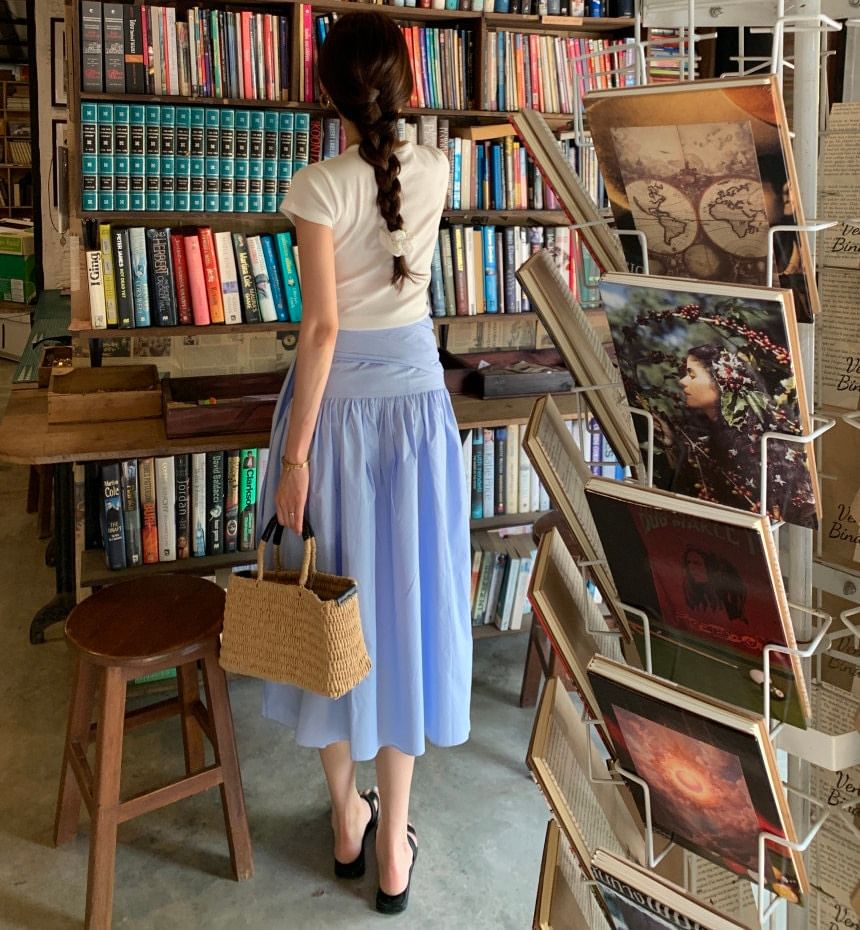 Ruched Midi A-Line Skirt - Altfashion Shop