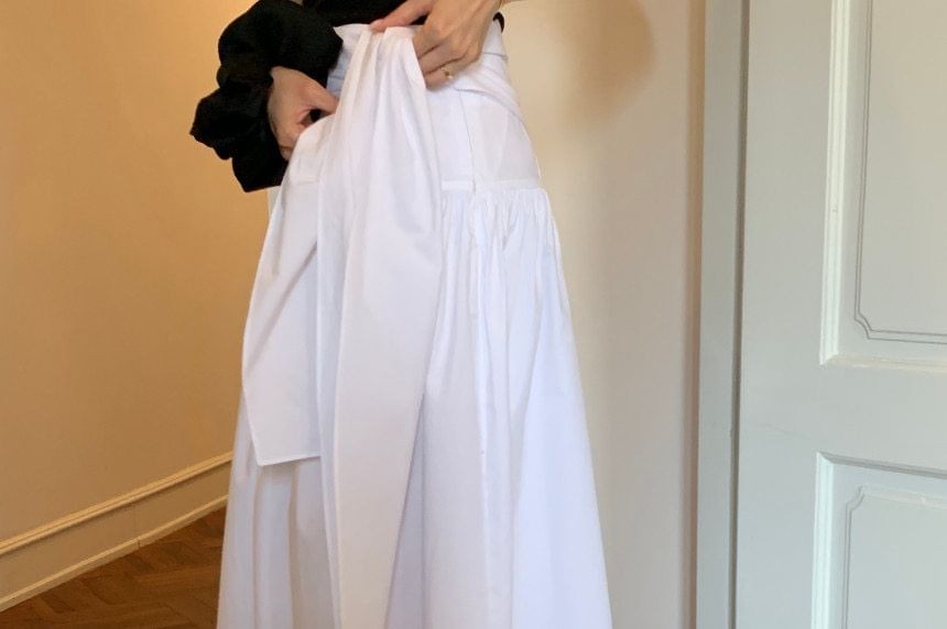 Ruched Midi A-Line Skirt - Altfashion Shop