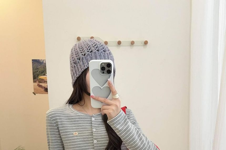 Crewneck Striped Ruffle Cardigan