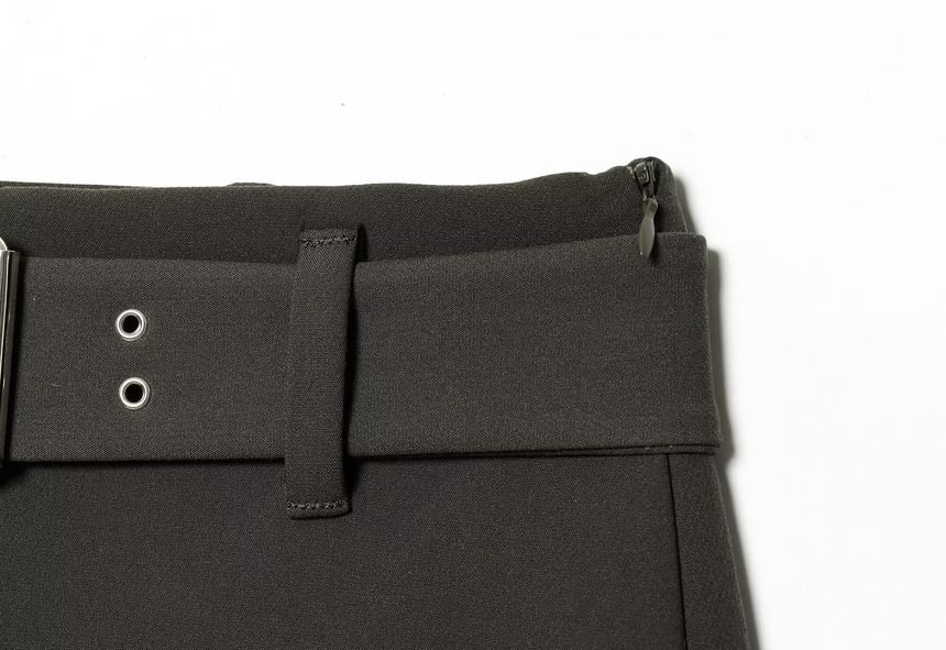 Belted Mini Pencil Skirt - Altfashion Shop