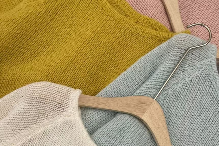 Crew Neck Button-Up Plain Slit Cardigan