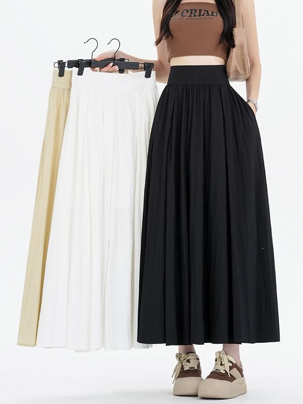 Gathered Maxi A-Line Skirt - Altfashion Shop