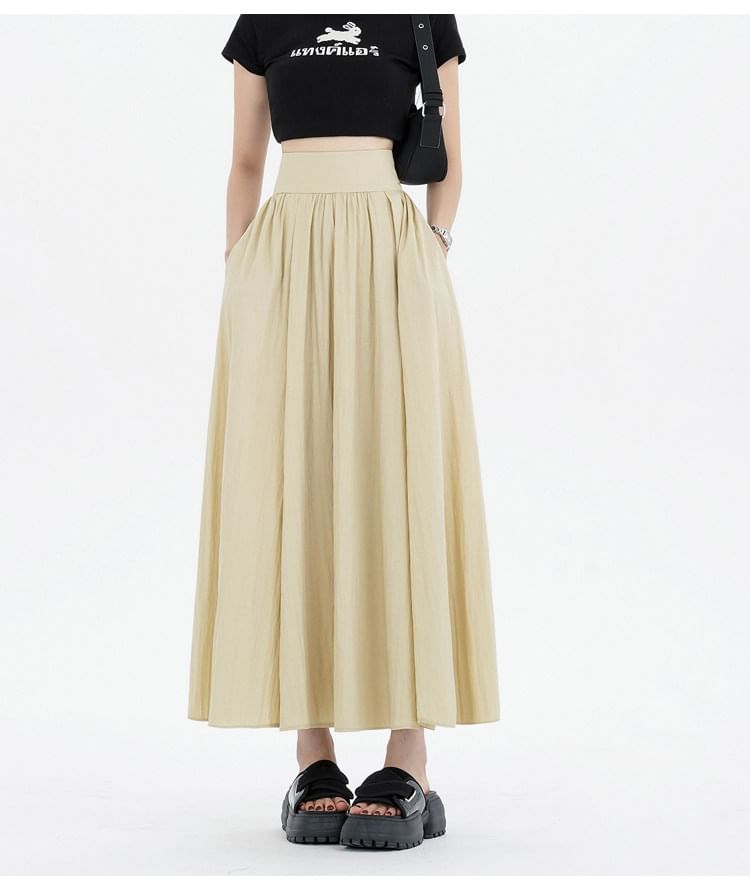 Gathered Maxi A-Line Skirt - Altfashion Shop