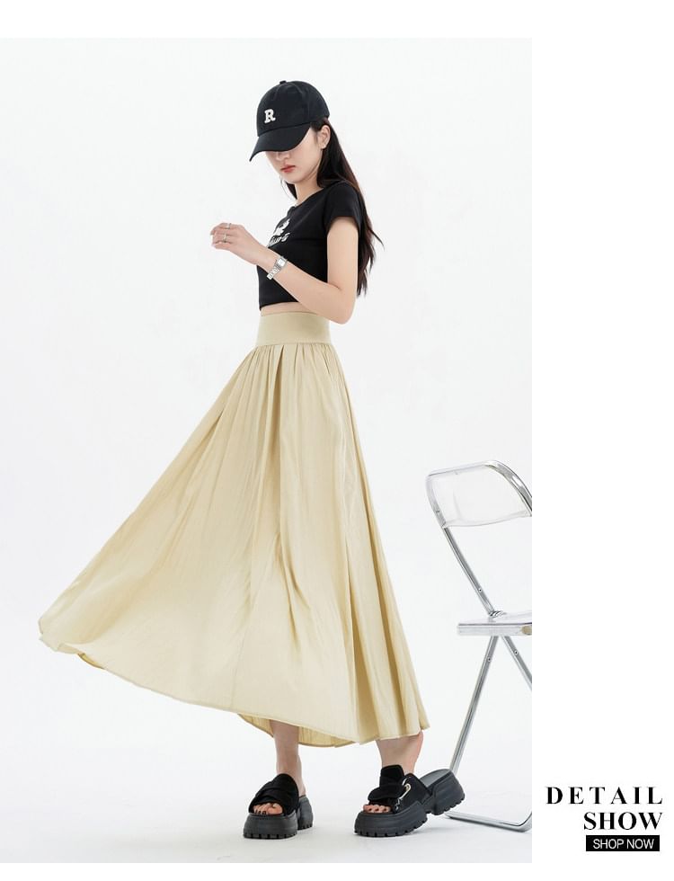 Gathered Maxi A-Line Skirt - Altfashion Shop