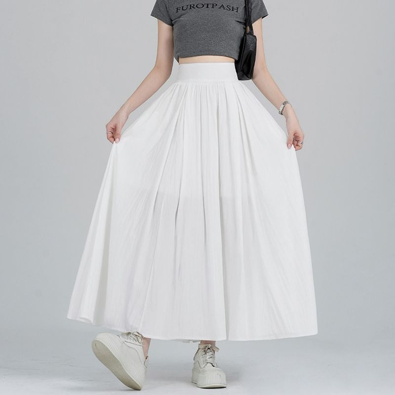 Gathered Maxi A-Line Skirt - Altfashion Shop