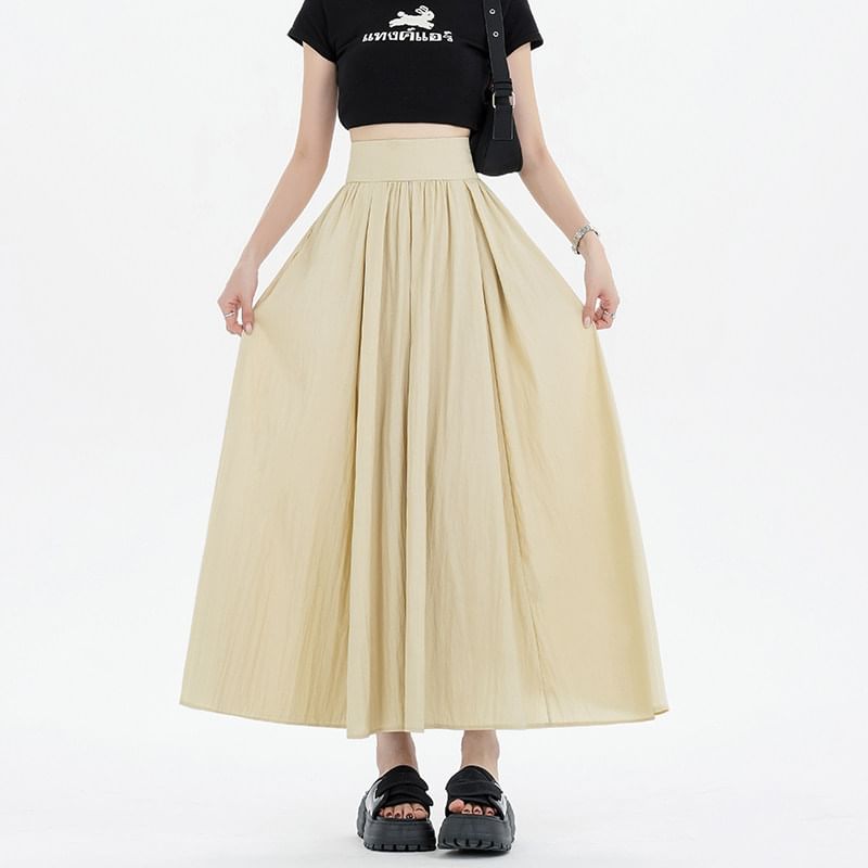 Gathered Maxi A-Line Skirt - Altfashion Shop
