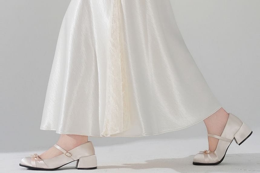 Satin Panel Lace Maxi A-Line Skirt - Altfashion Shop