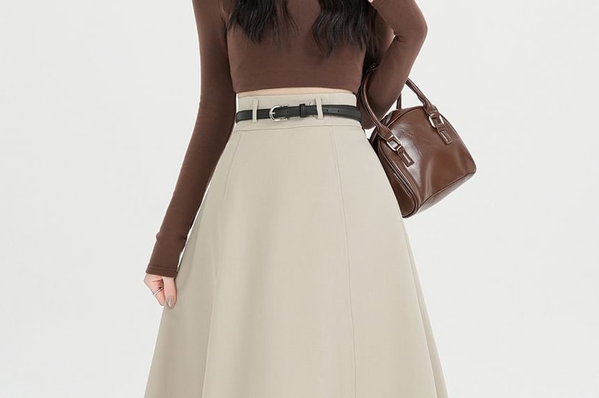 Midi A-Line Skirt with Belt Set - Altfashion Shop