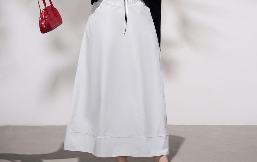 Open Front Plain Crop Cardigan / Sleeveless Maxi A-Line Dress