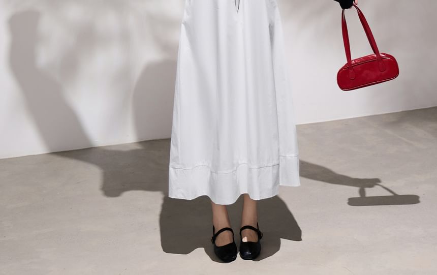 Open Front Plain Crop Cardigan / Sleeveless Maxi A-Line Dress