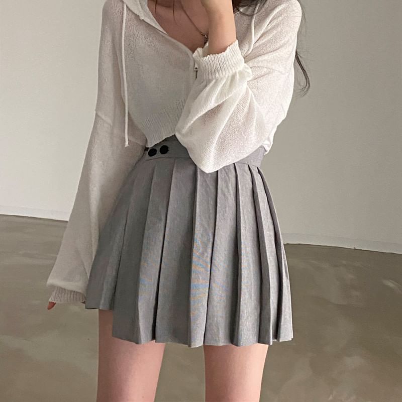 Sheer Knit Cropped Zip-Up with Minimalist Design