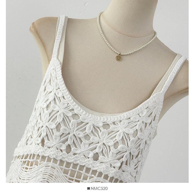 Spaghetti Strap Tiered Crochet Panel Mesh Maxi A-Line Overall Dress