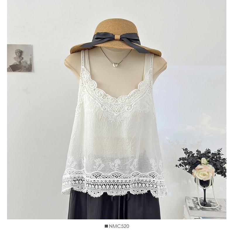 V-Neck Lace Panel Camisole Top