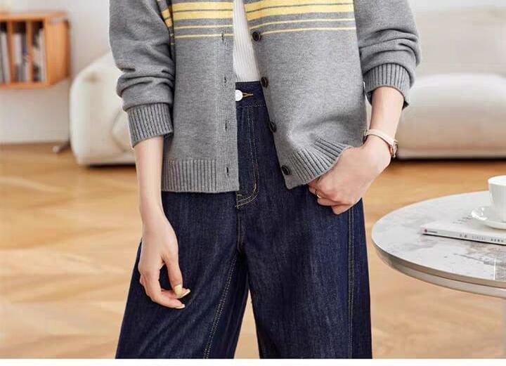 Striped Button-Up Cardigan