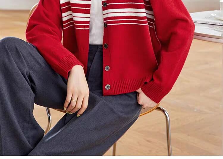 Striped Button-Up Cardigan