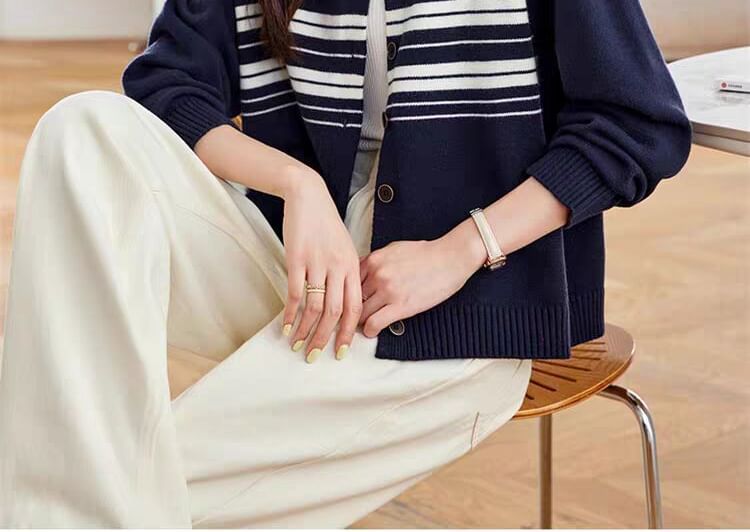 Striped Button-Up Cardigan