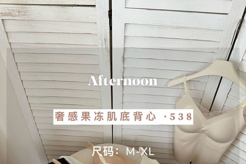 V-Neck Lace Trim Plain Camisole Top