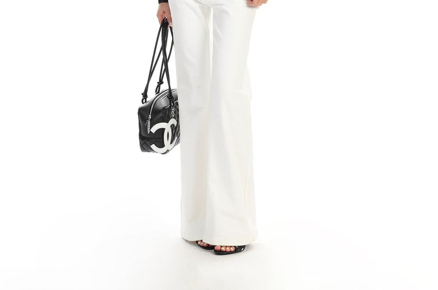 Off-Shoulder Lace-Trim T-Shirt with Long Sleeves