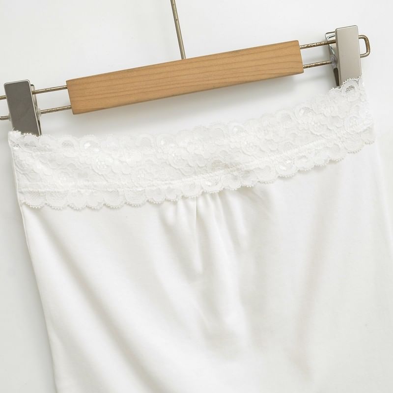 Lace Panel Crop Tube Top