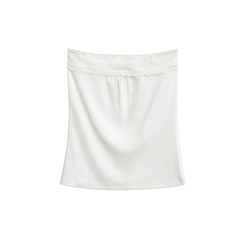 Lace Panel Crop Tube Top
