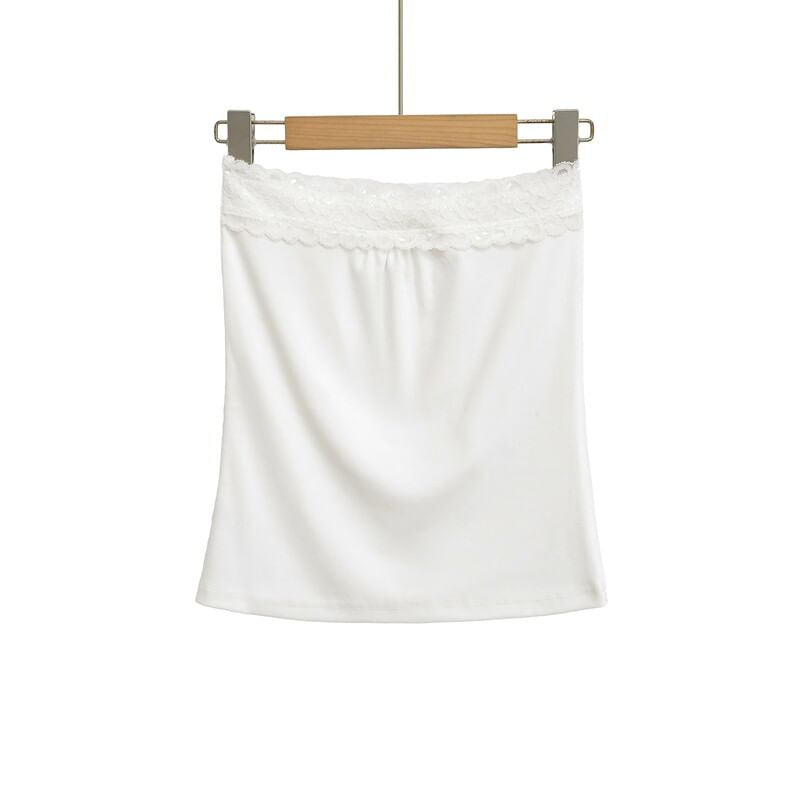 Lace Panel Crop Tube Top