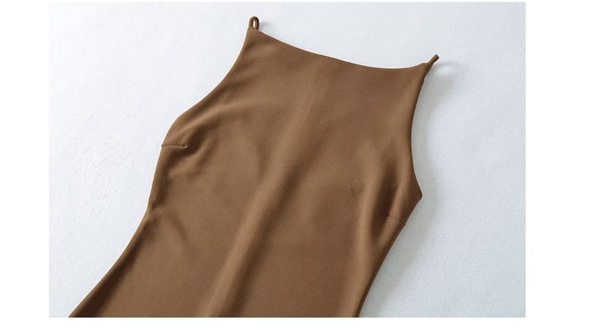 Spaghetti Strap Scoop Neck Plain Mini A-Line Dress
