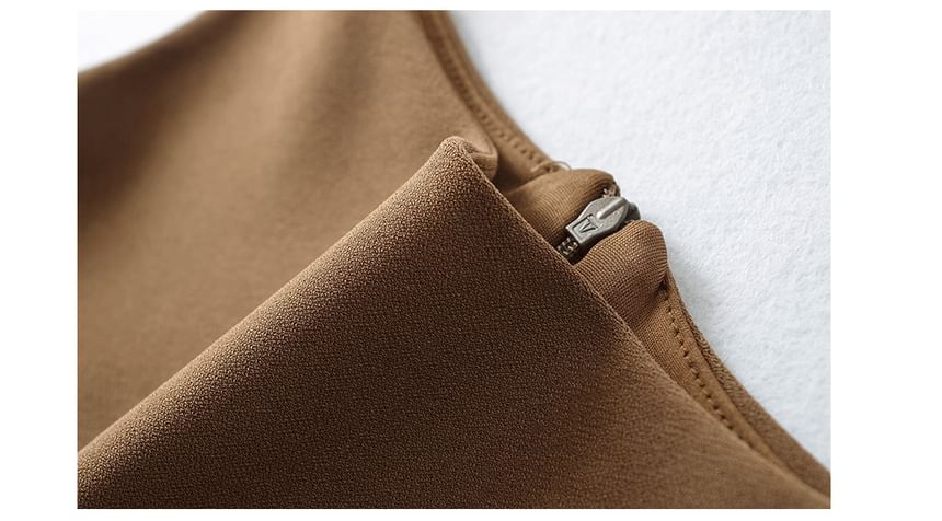 Spaghetti Strap Scoop Neck Plain Mini A-Line Dress