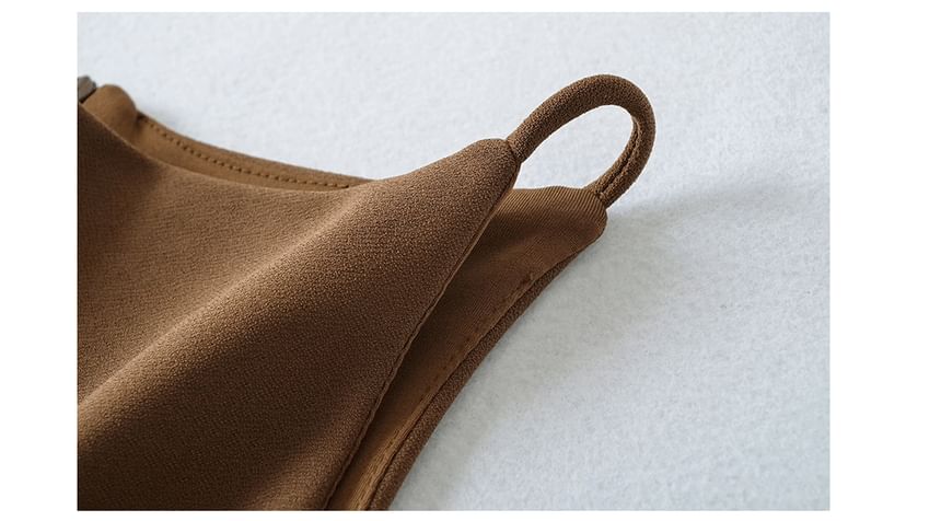 Spaghetti Strap Scoop Neck Plain Mini A-Line Dress
