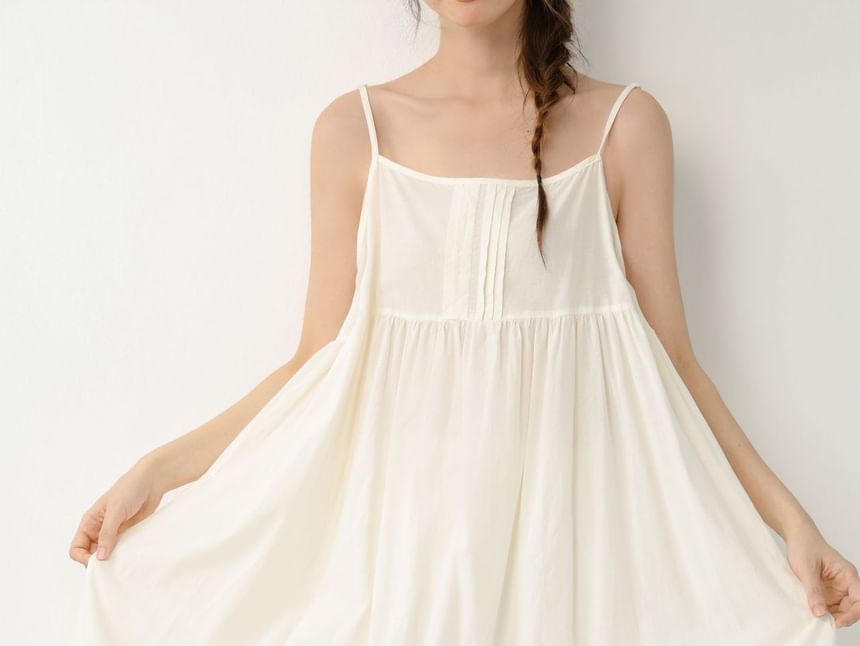 Spaghetti Strap Plain Midi A-Line Dress