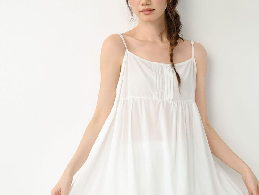 Spaghetti Strap Plain Midi A-Line Dress
