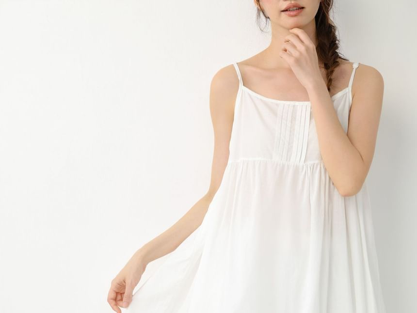 Spaghetti Strap Plain Midi A-Line Dress