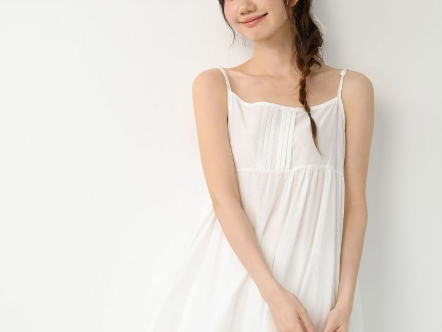 Spaghetti Strap Plain Midi A-Line Dress