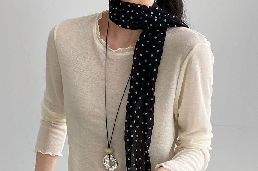 Lettuce Edge Round Neck Long Sleeve Top