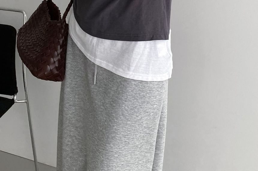 Mock Two-Piece Cowl Neck Long Sleeve Top