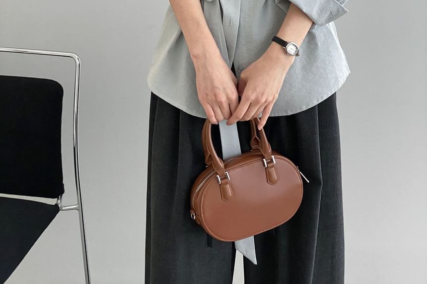 Belted Collared Long Sleeve Solid Shirt