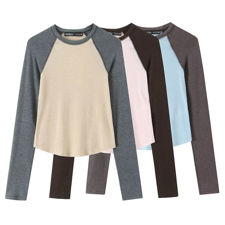 Raglan Crewneck Long Sleeve T-Shirt