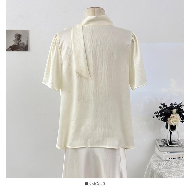Cowl Neck Short Sleeve Solid Tee