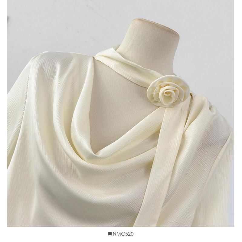Cowl Neck Short Sleeve Solid Tee