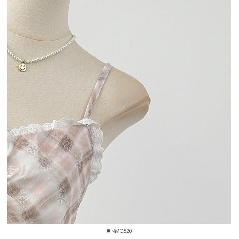 Spaghetti Strap Plaid Midi A-Line Dress