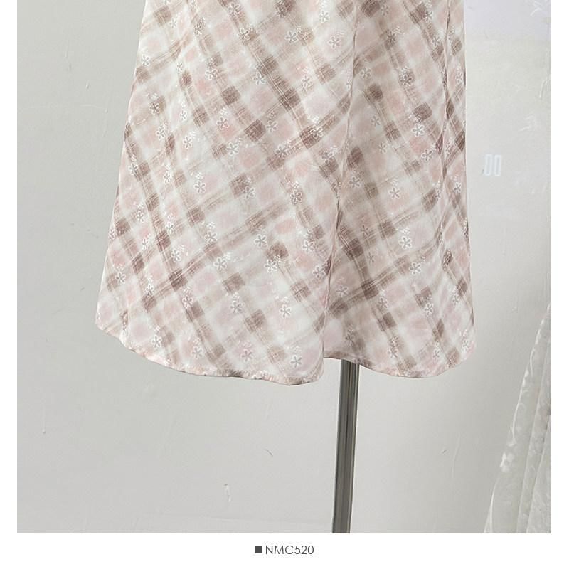 Spaghetti Strap Plaid Midi A-Line Dress
