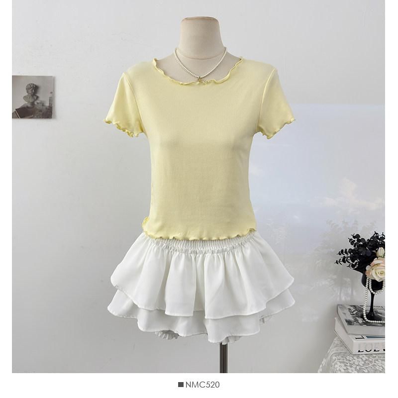 Crewneck Tee + Sheer V-Neck Camisole Duo