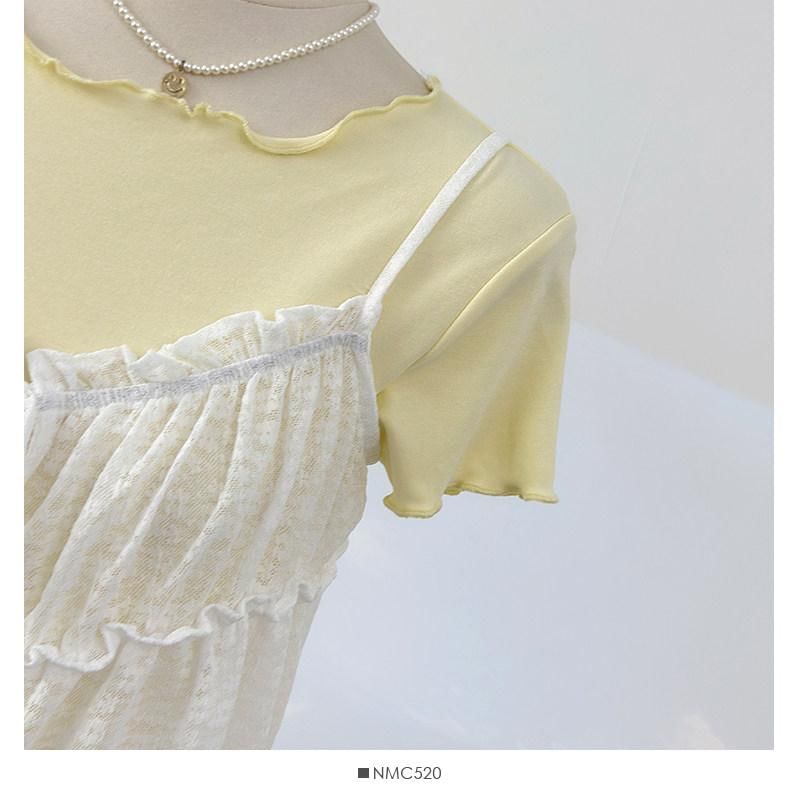 Crewneck Tee + Sheer V-Neck Camisole Duo