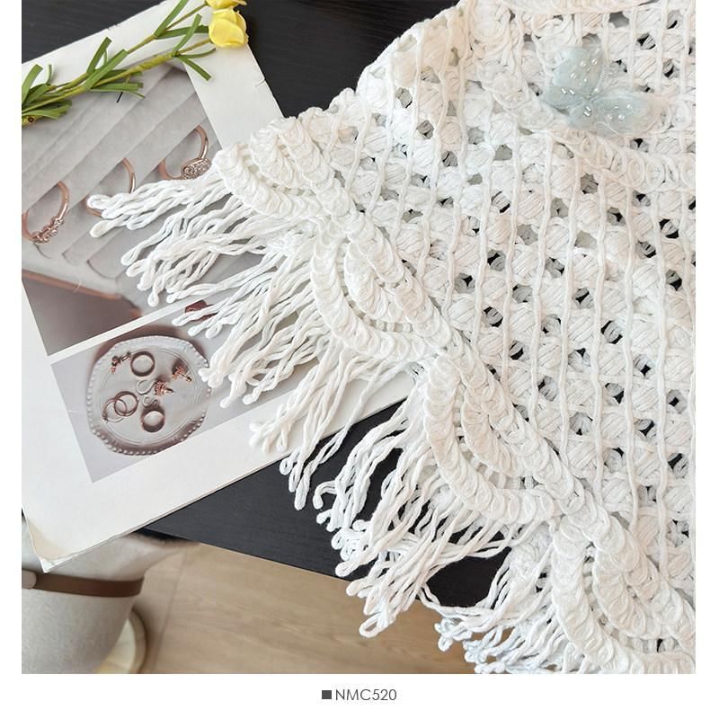 Crochet Fringed Crop Top with U-Neckline