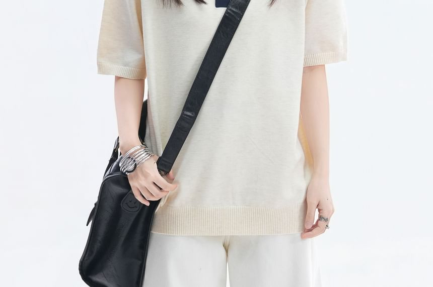 Two-Tone Polo with Elbow Sleeves