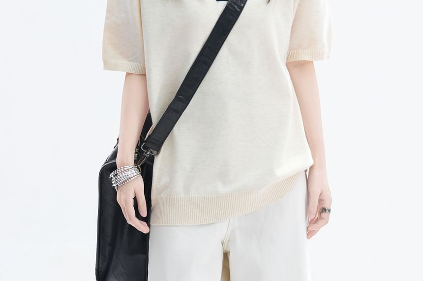 Two-Tone Polo with Elbow Sleeves