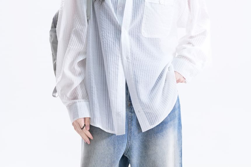 Pocketed Long Sleeve Solid Shirt