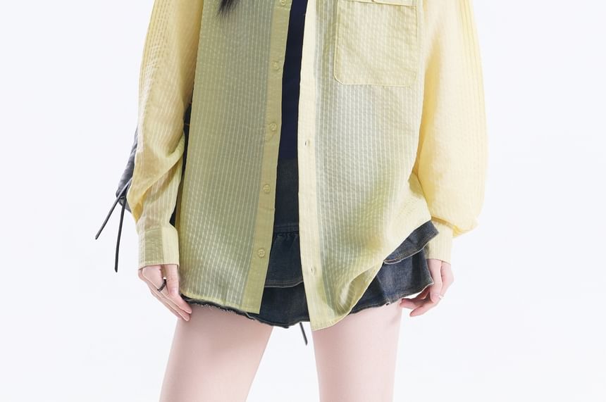 Pocketed Long Sleeve Solid Shirt