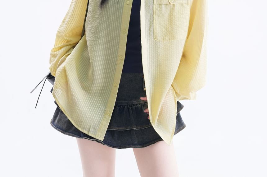 Pocketed Long Sleeve Solid Shirt