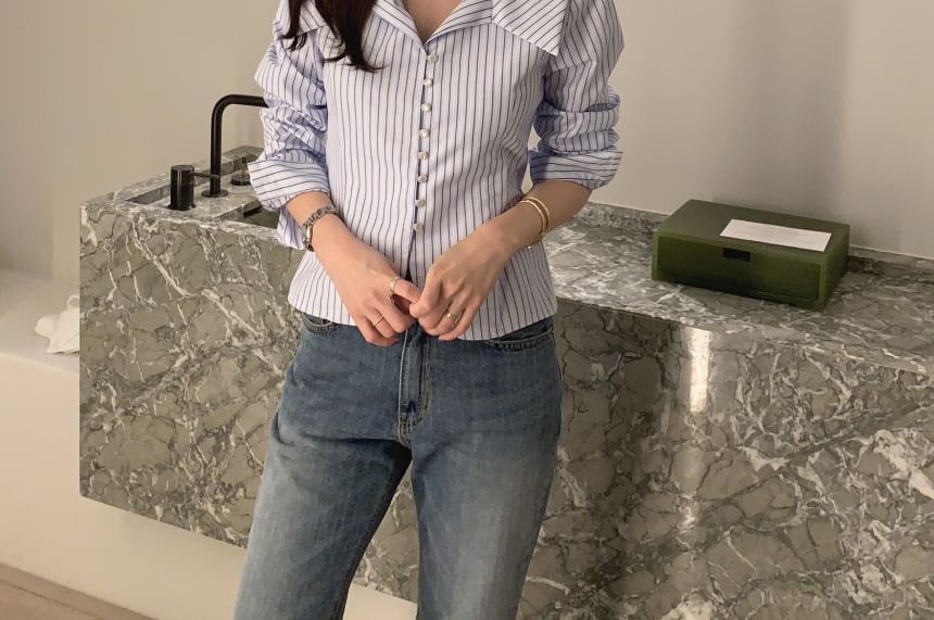 Striped Collared Long Sleeve Shirt