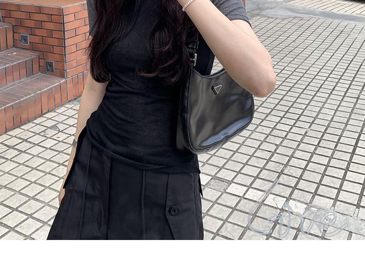 Hooded Two-Tone Short Sleeve T-Shirt